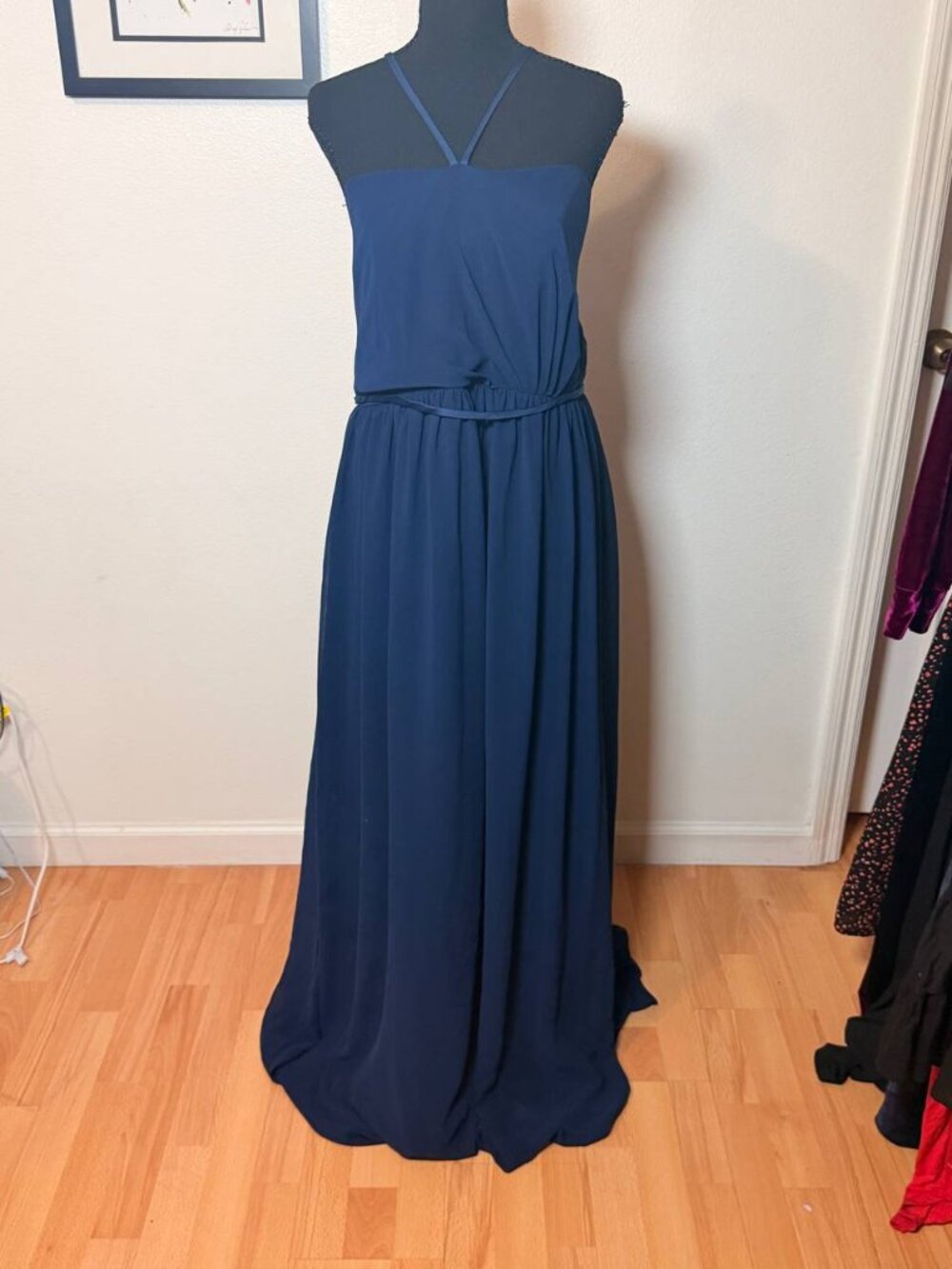 Plus Size Alfred Angelo Navy Chiffon Halter Bridesmaid Prom Gown 18W